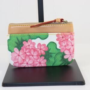 Dooney & Bourke Pink Floral Coin Pouch – Red Interior, Zip Top